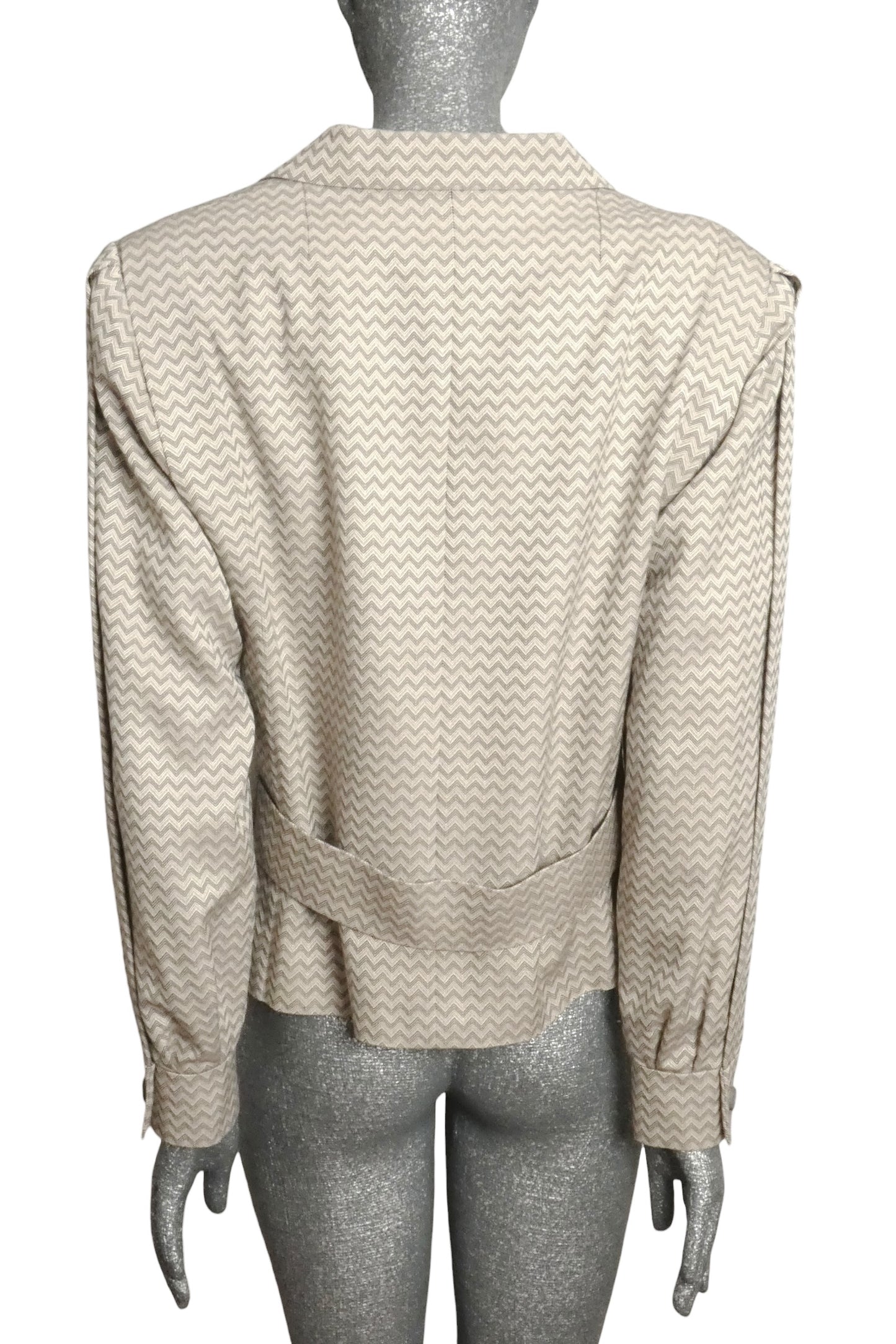 NINA RICCI - 1980s Silver Chevron Blazer, Size-10