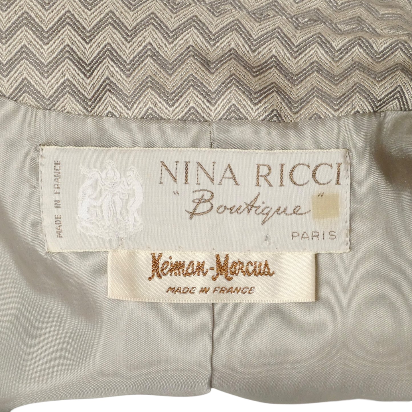 NINA RICCI - 1980s Silver Chevron Blazer, Size-10