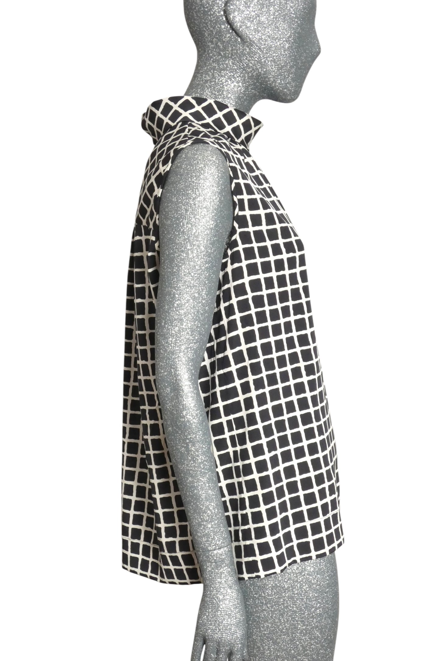 OSCAR DE LA RENTA - 2015 Silk Check Blouse, Size-10
