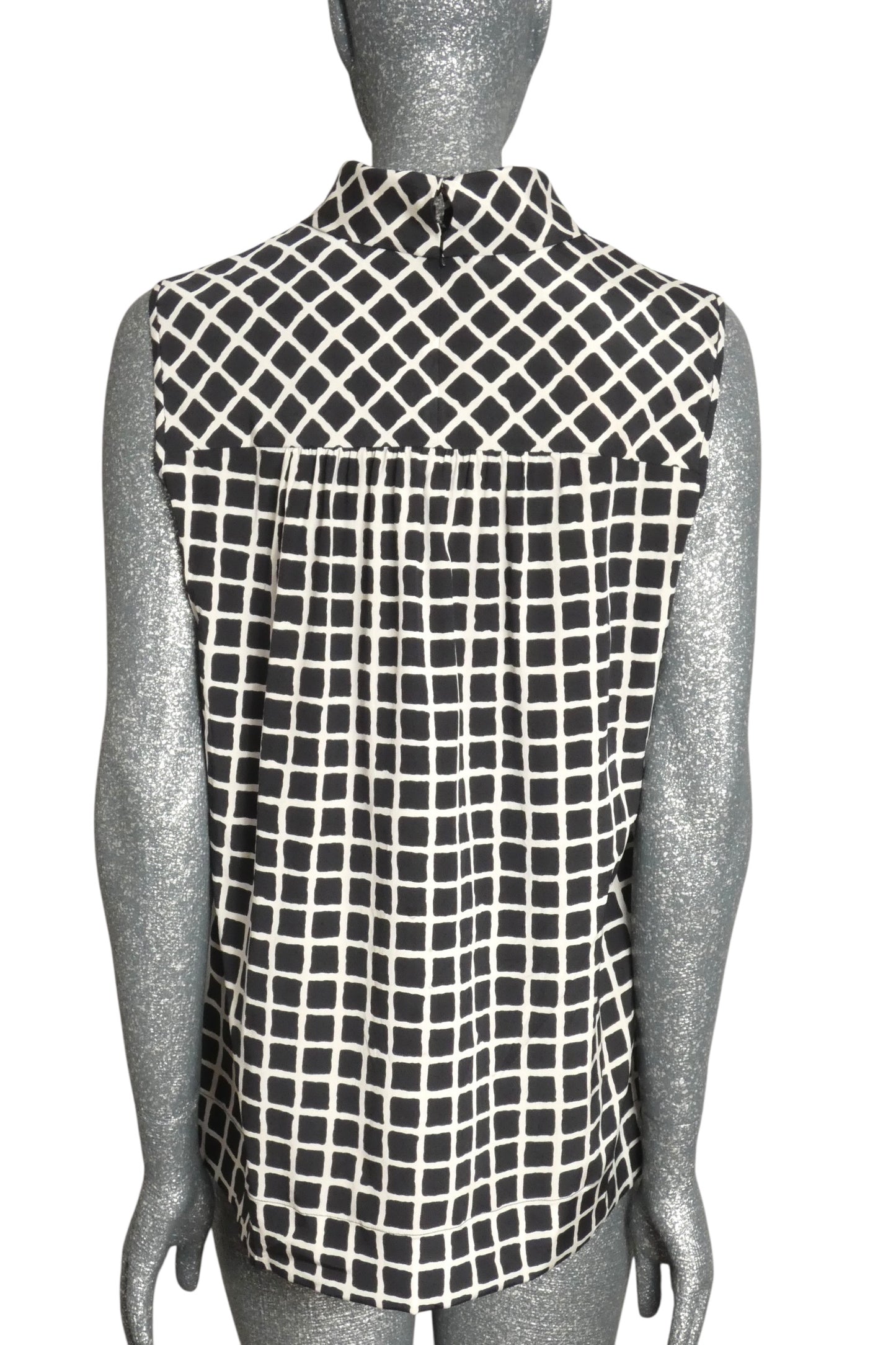 OSCAR DE LA RENTA - 2015 Silk Check Blouse, Size-10