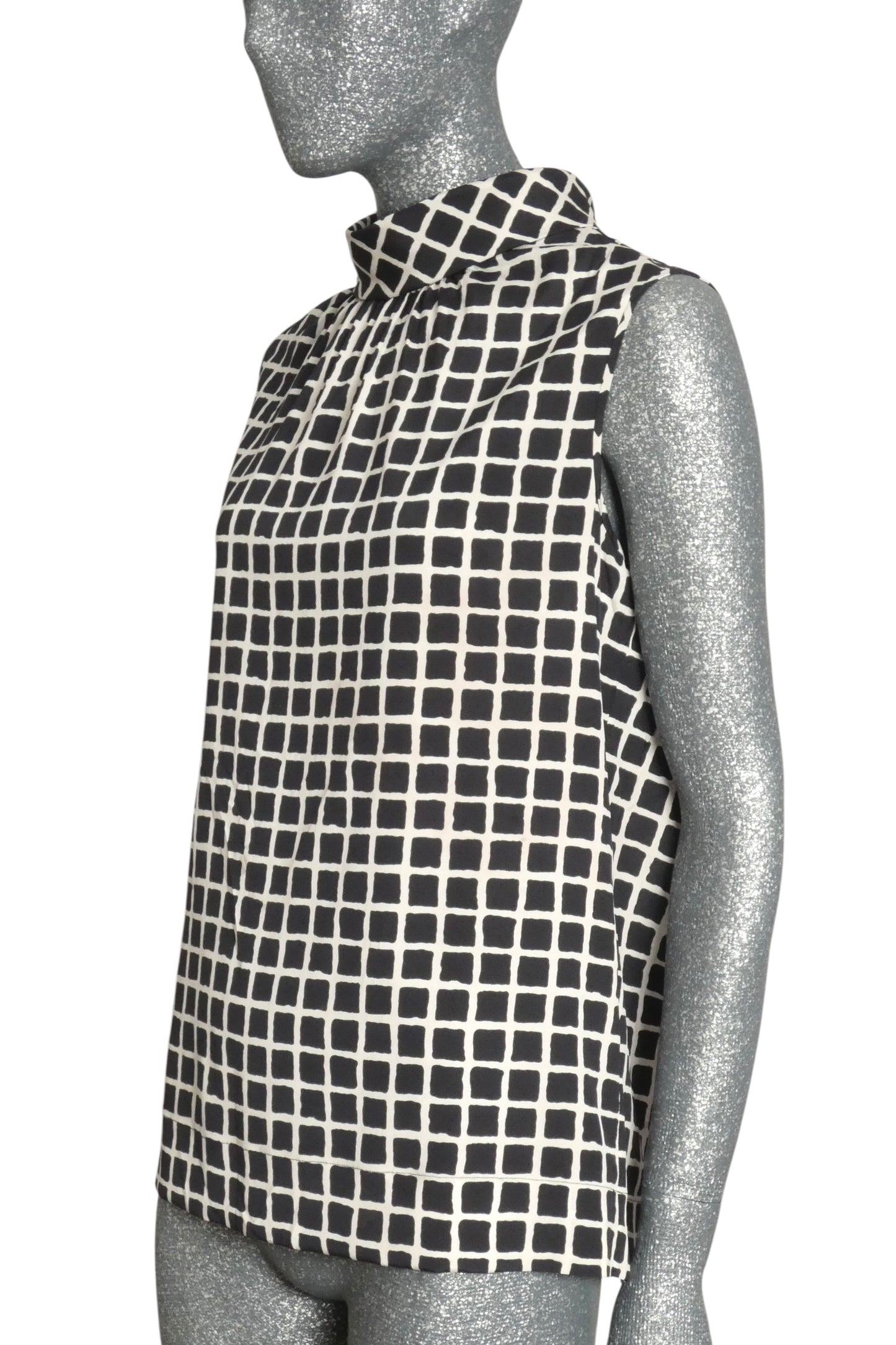 OSCAR DE LA RENTA - 2015 Silk Check Blouse, Size-10
