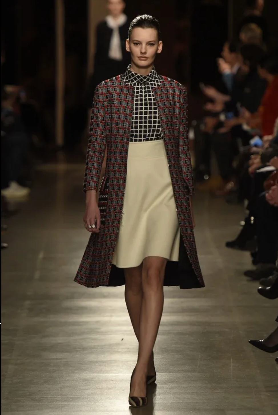 OSCAR DE LA RENTA - 2015 Silk Check Blouse, Size-10