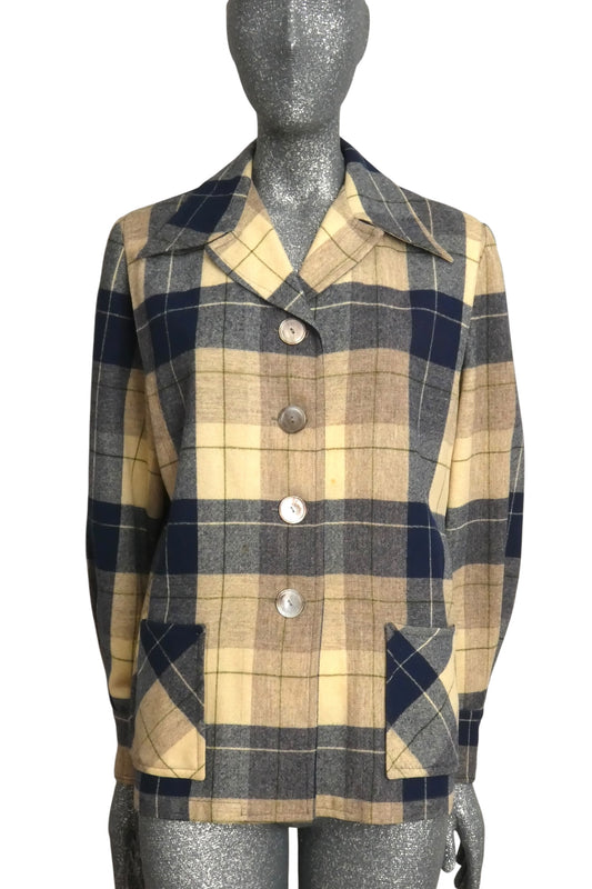 PENDLETON - 1940s Wool Plaid Field Jacket, Size-10