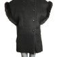 PIERRE CARDIN - 1994 Black Mohair & Fux Fur Coat, Size-8