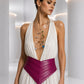 PIERRE CARDIN HERITAGE - 1980s  Raspberry Leather Waist Belt, W-32"