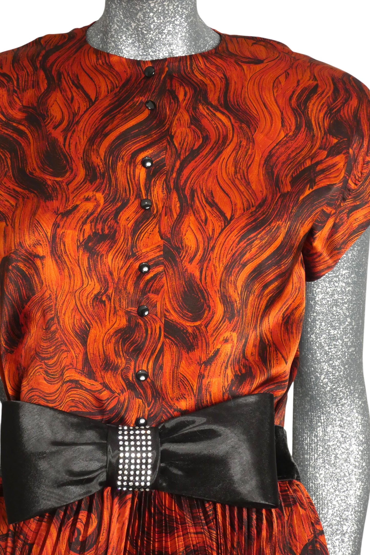 PIERRE CARDIN HERITAGE - 1980s Orange Printed Satin Ensemble, Size-6