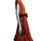 PIERRE CARDIN HERITAGE - 1980s Orange Printed Satin Ensemble, Size-6