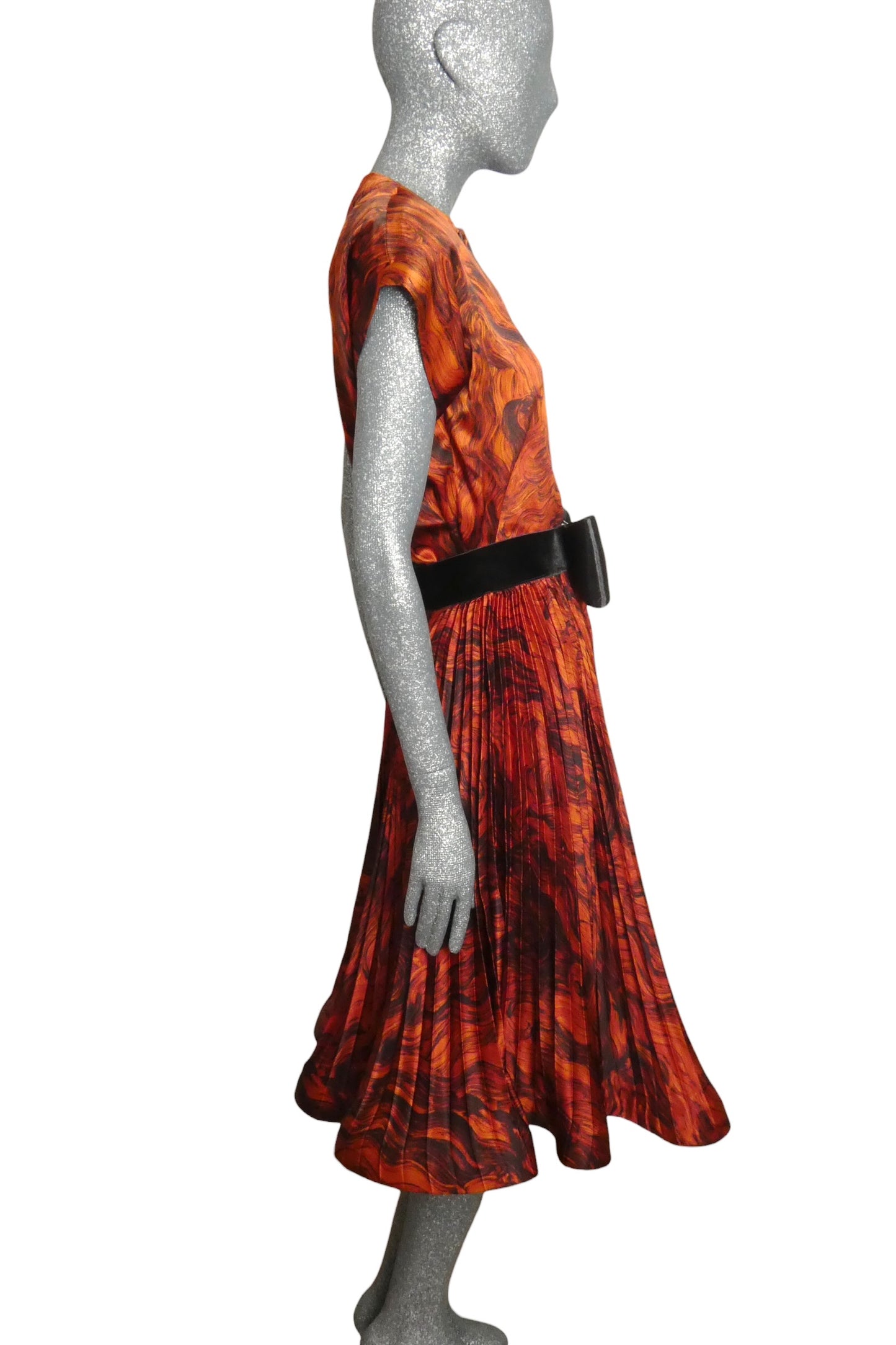 PIERRE CARDIN HERITAGE - 1980s Orange Printed Satin Ensemble, Size-6