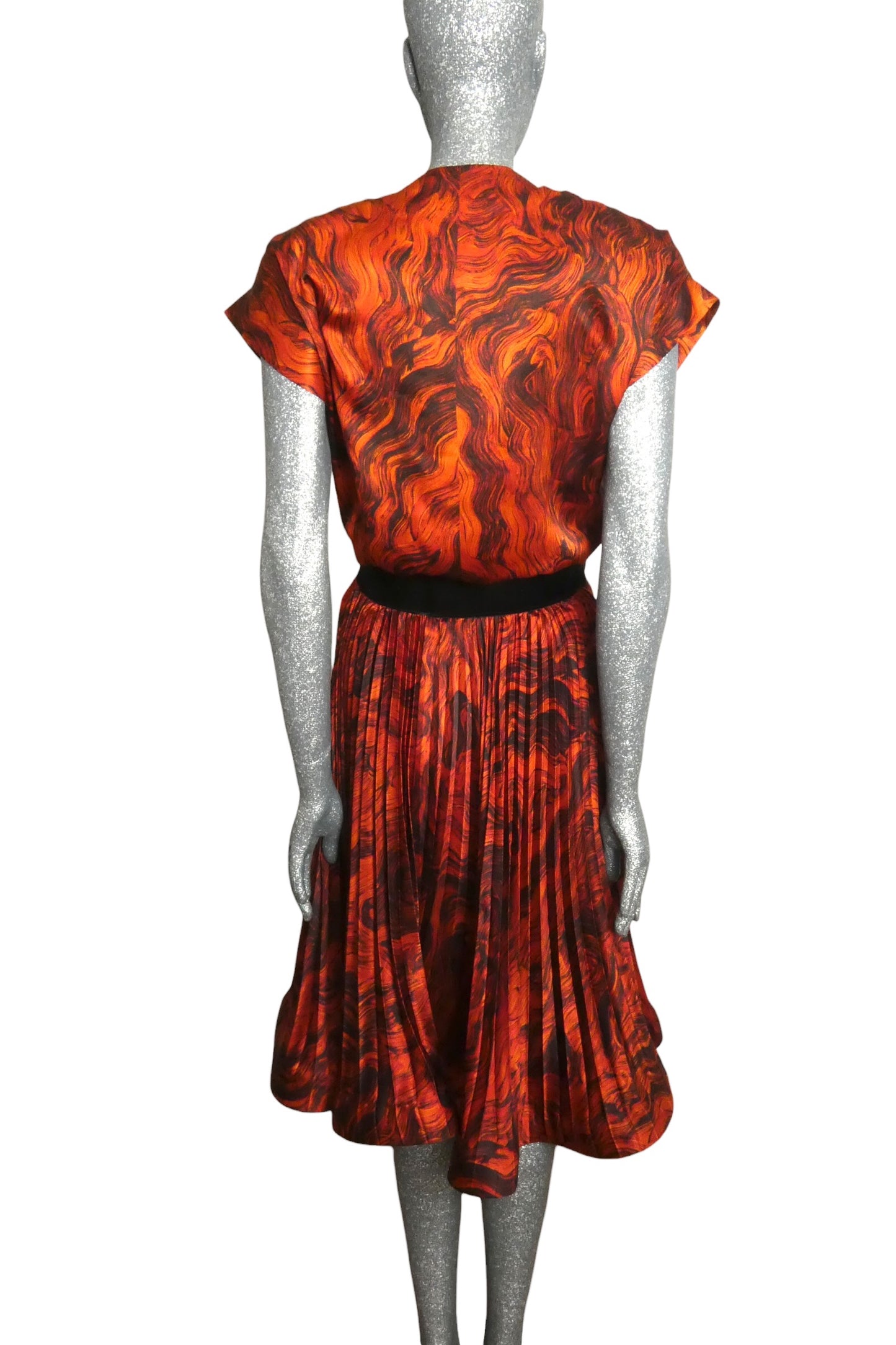PIERRE CARDIN HERITAGE - 1980s Orange Printed Satin Ensemble, Size-6