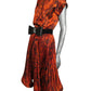 PIERRE CARDIN HERITAGE - 1980s Orange Printed Satin Ensemble, Size-6