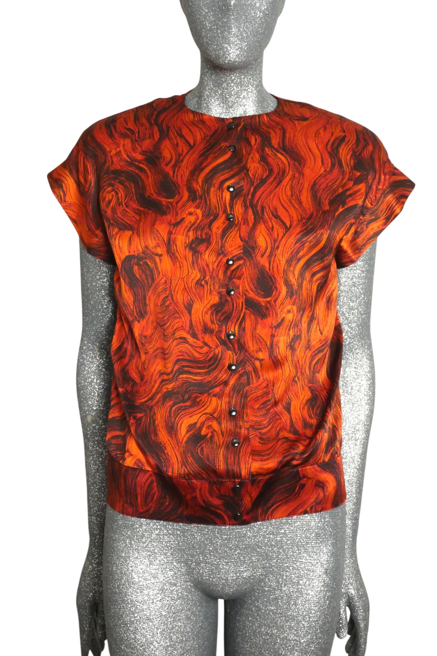 PIERRE CARDIN HERITAGE - 1980s Orange Printed Satin Ensemble, Size-6