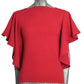 PIERRE CARDIN HERITAGE - 1985 Brick Red Ruffle Crepe Blouse, Size-2