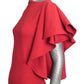 PIERRE CARDIN HERITAGE - 1985 Brick Red Ruffle Crepe Blouse, Size-2