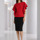 PIERRE CARDIN HERITAGE - 1985 Brick Red Ruffle Crepe Blouse, Size-2
