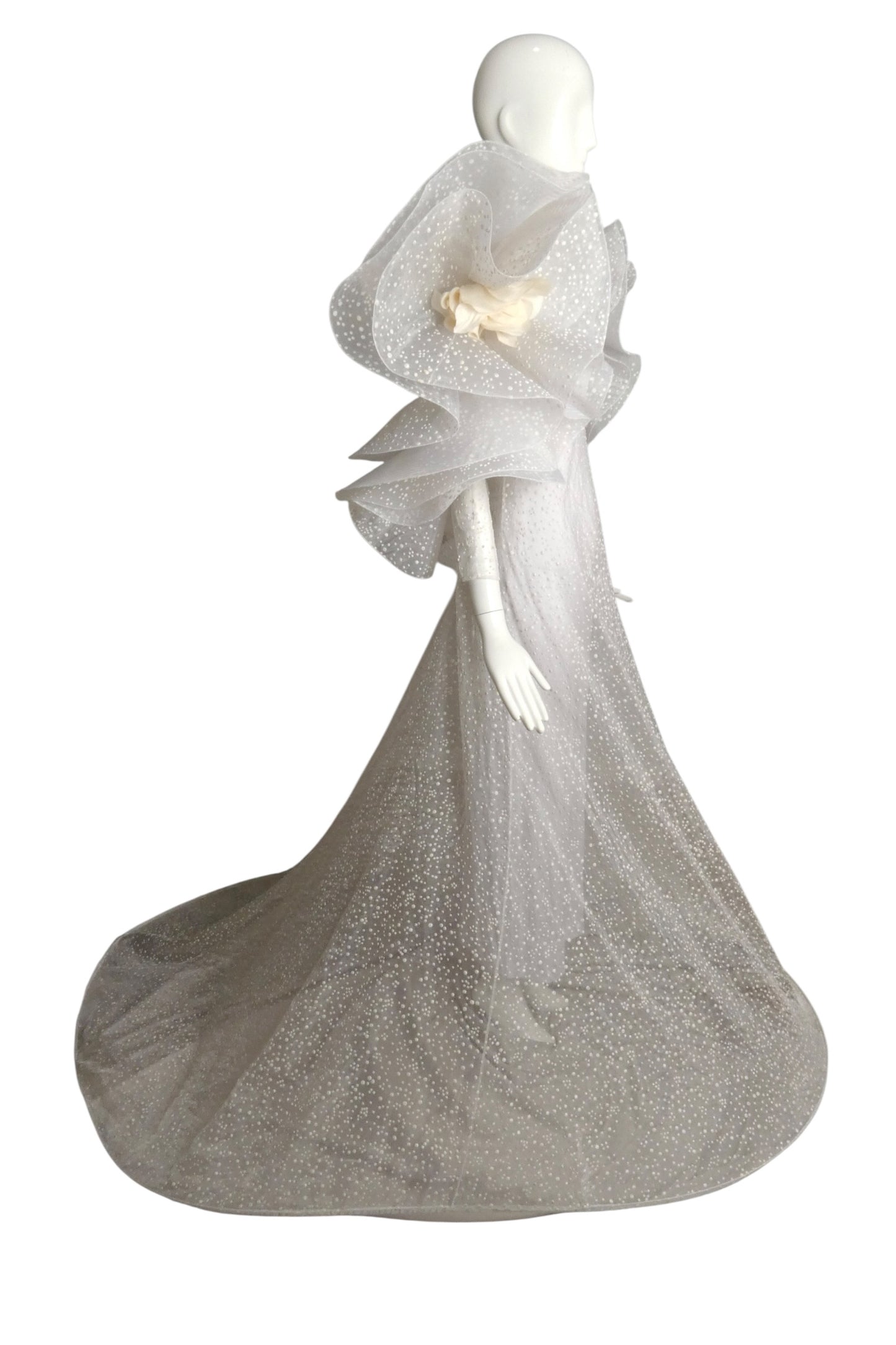 PIERRE CARDIN- 1995 Dotted Swiss Organza Wedding Gown, Size-4