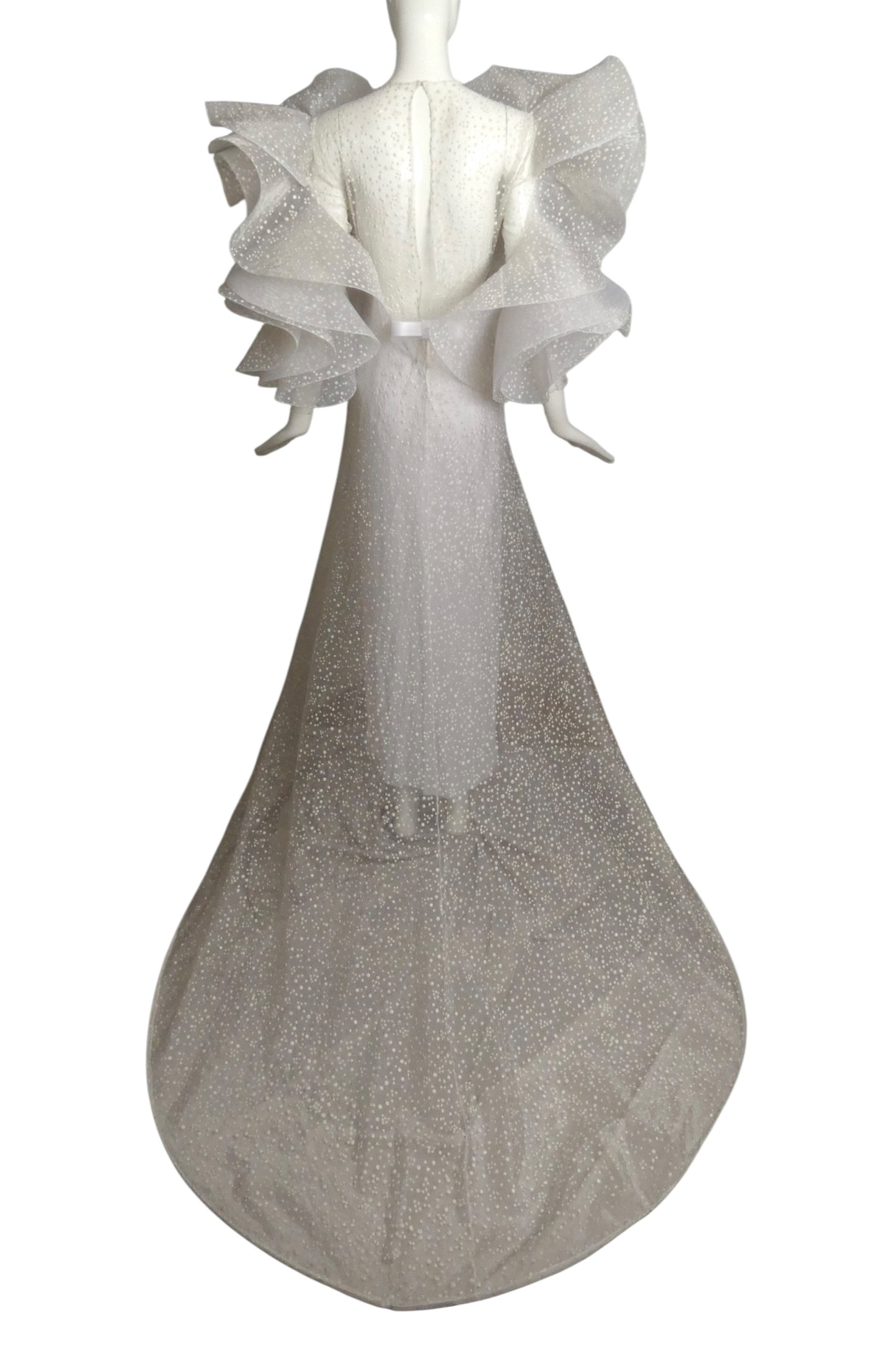 PIERRE CARDIN- 1995 Dotted Swiss Organza Wedding Gown, Size-4