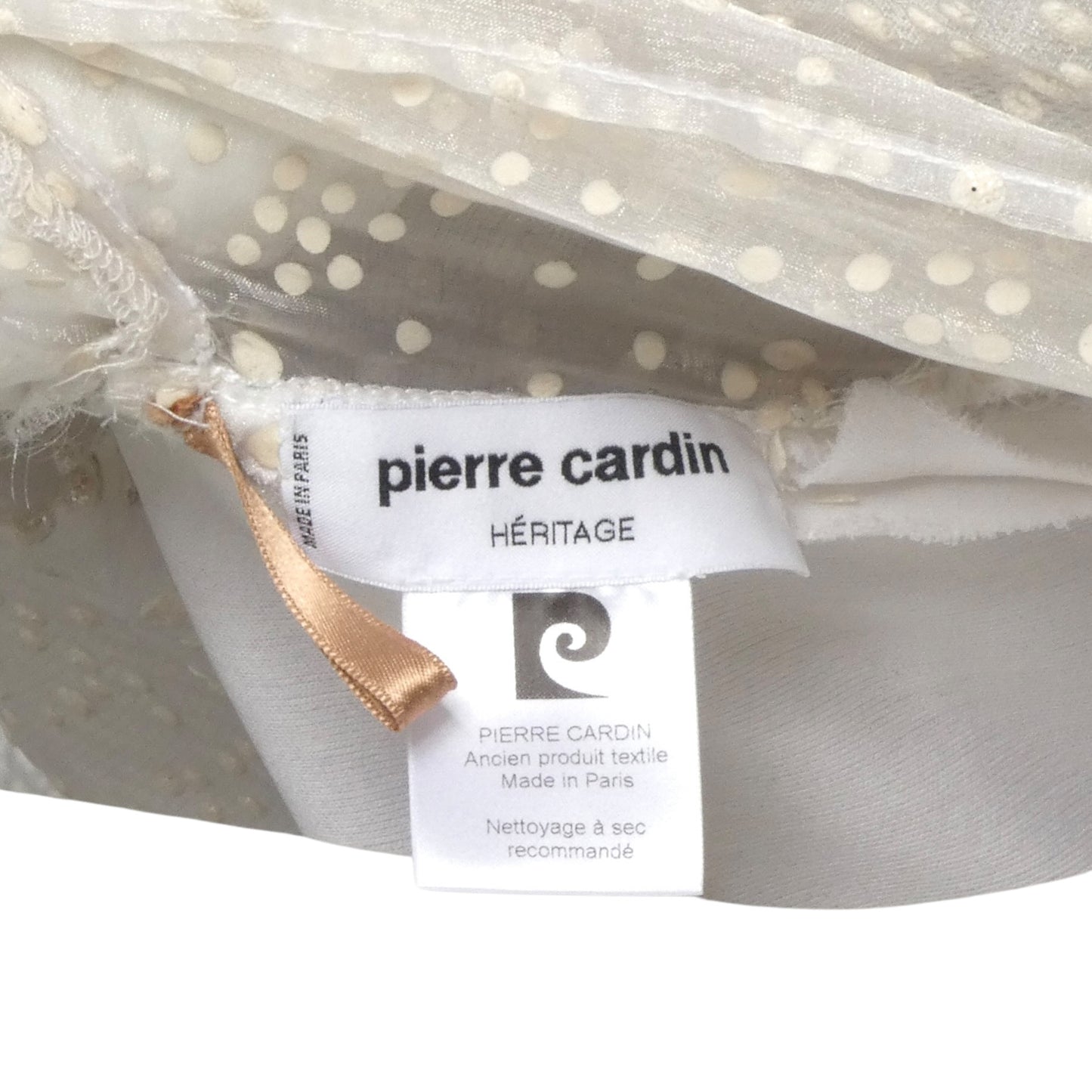 PIERRE CARDIN- 1995 Dotted Swiss Organza Wedding Gown, Size-4