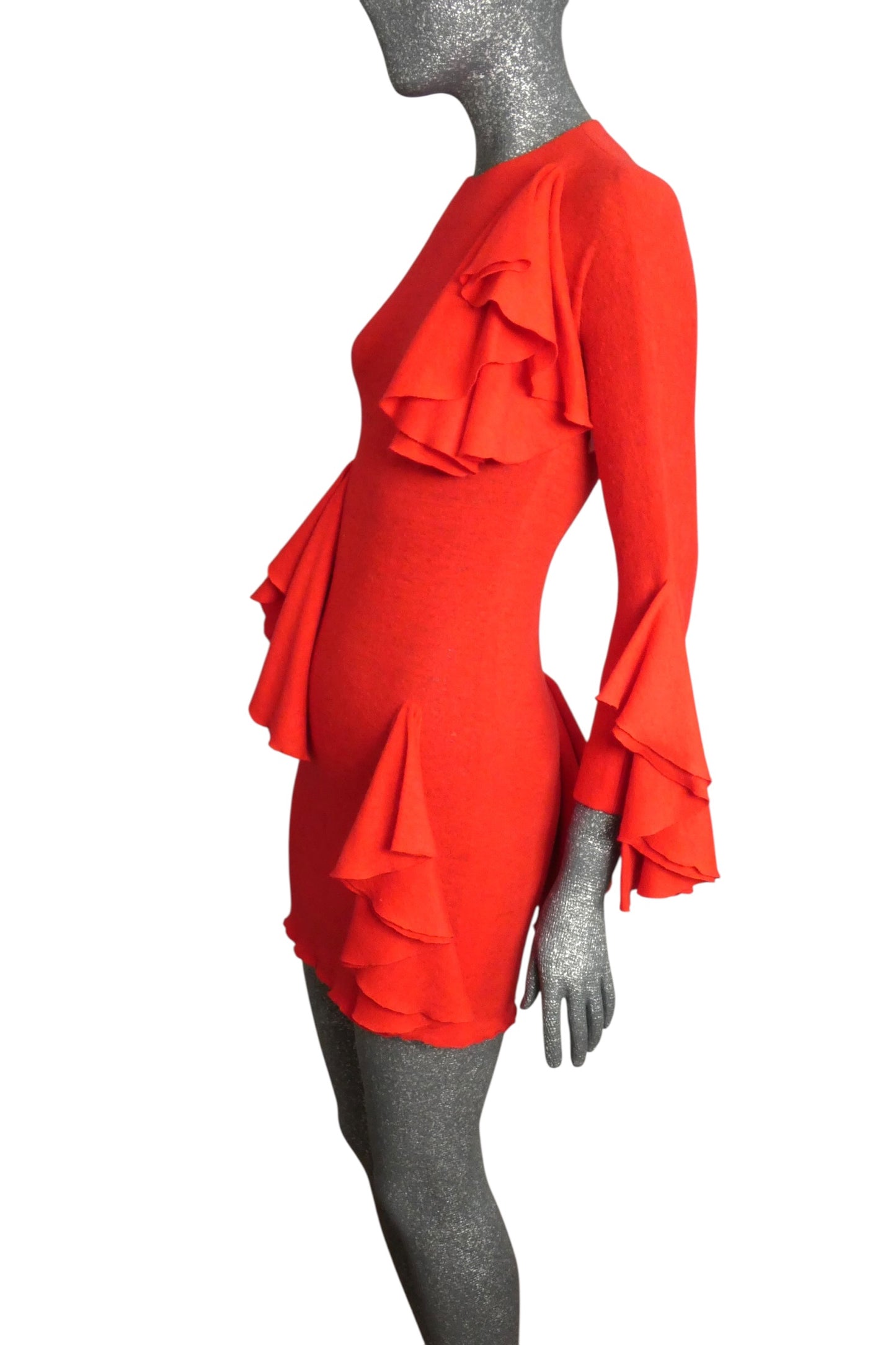 PIERRE CARDIN - 2009 Wool Knit Handkerchief Dress, Size-2
