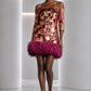 PIERRE CARDIN - 2009 Velvet & Feather Cocktail Dress, Size-6