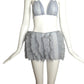 PIERRE CARDIN - 2000 Blue Plissé Pleat Shorts and Bra Set, Size-4