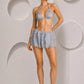 PIERRE CARDIN - 2000 Blue Plissé Pleat Shorts and Bra Set, Size-4