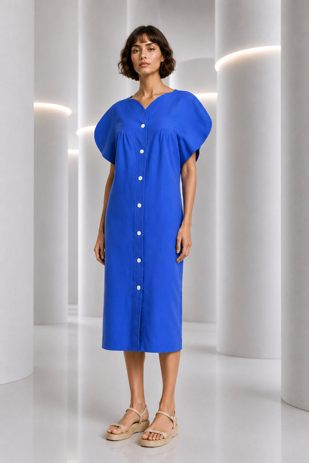 PIERRE CARDIN - 1980s Blue Cotton Sundress, Size-6