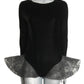 PIERRE CARDIN- 1997 Black Velvet & Lace Bodysuit, Size-4