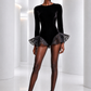 PIERRE CARDIN- 1997 Black Velvet & Lace Bodysuit, Size-4