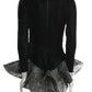 PIERRE CARDIN- 1997 Black Velvet & Lace Bodysuit, Size-4