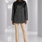 PIERRE CARDIN- 1982 Black Leather & Grey Wool Coat, Size-10