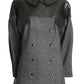 PIERRE CARDIN- 1982 Black Leather & Grey Wool Coat, Size-10