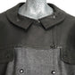 PIERRE CARDIN- 1982 Black Leather & Grey Wool Coat, Size-10