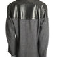 PIERRE CARDIN- 1982 Black Leather & Grey Wool Coat, Size-10