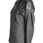 PIERRE CARDIN- 1982 Black Leather & Grey Wool Coat, Size-10