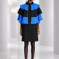 PIERRE CARDIN - 2008 Black & Blue Wool Cape Coat, Size-10