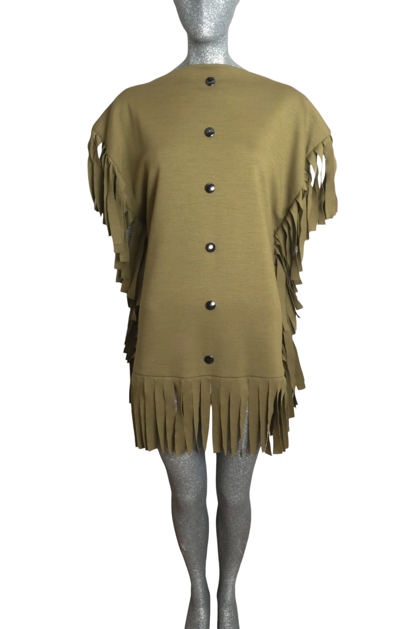 PIERRE CARDIN - 1980s Wool Knit Fringe Tunic, Size-8