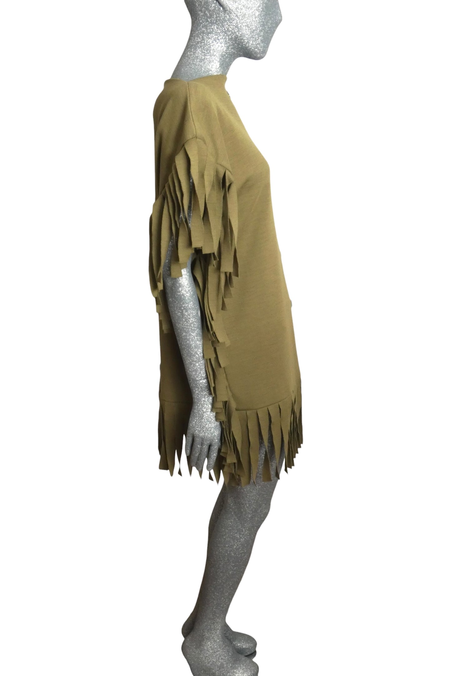 PIERRE CARDIN - 1980s Wool Knit Fringe Tunic, Size-8