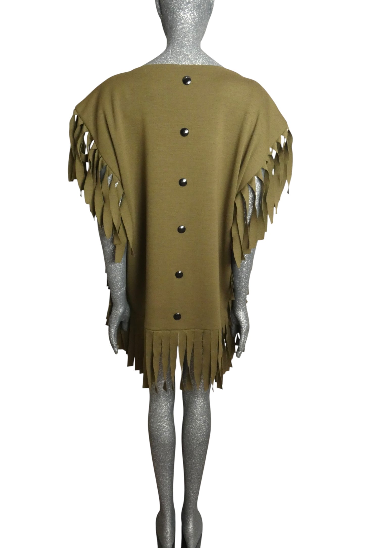 PIERRE CARDIN - 1980s Wool Knit Fringe Tunic, Size-8