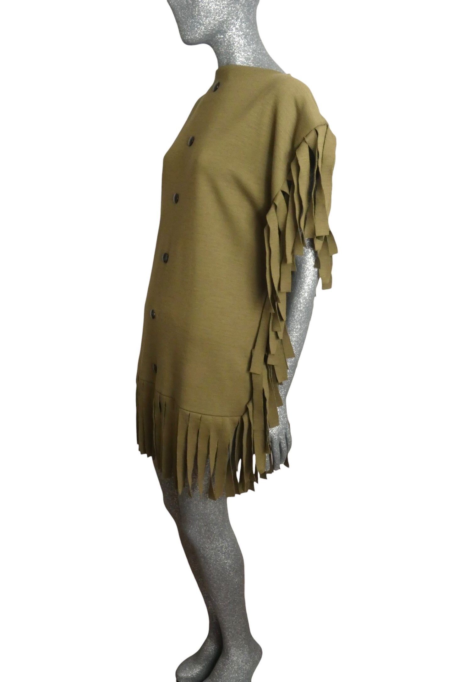 PIERRE CARDIN - 1980s Wool Knit Fringe Tunic, Size-8