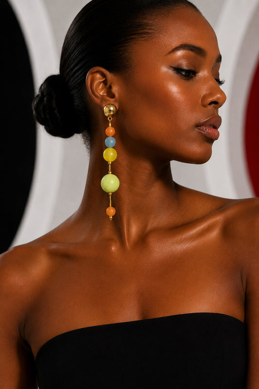 PIERRE CARDIN HERITAGE - 1995 Multi Color Frosted Bead Single Earring