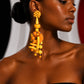 PIERRE CARDIN - 1995 Orange & Yellow Single Acrylic Earring