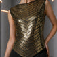 PIERRE CARDIN- 2002 Metallic Gold Stud Top, Size 4