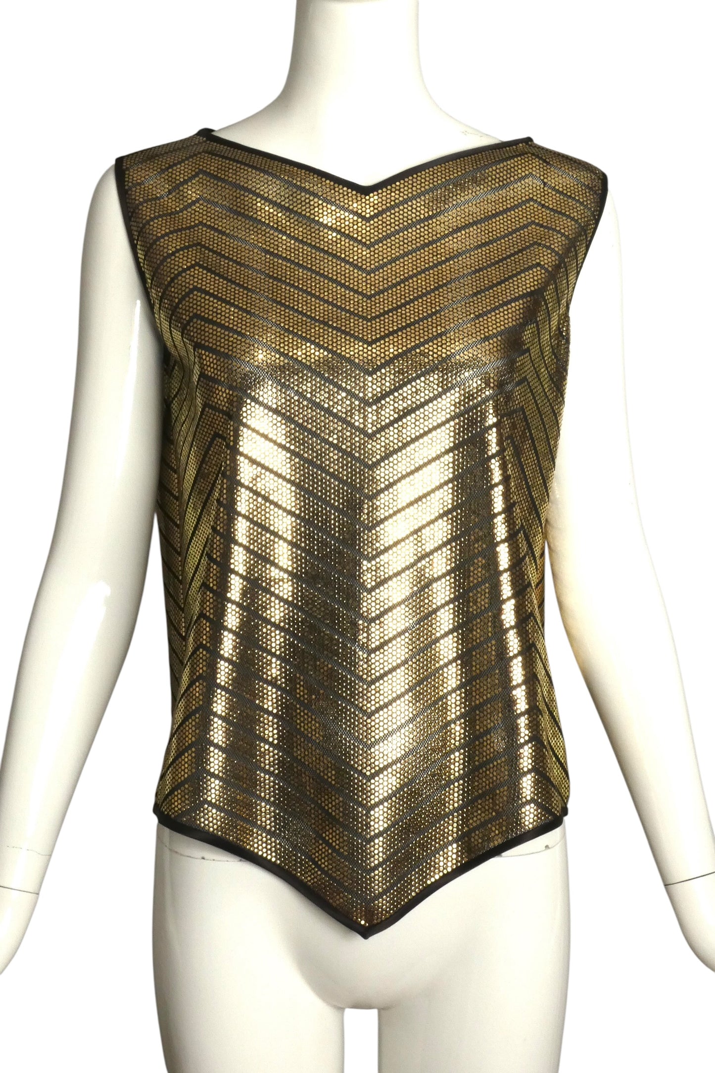 PIERRE CARDIN- 2002 Metallic Gold Stud Top, Size 4