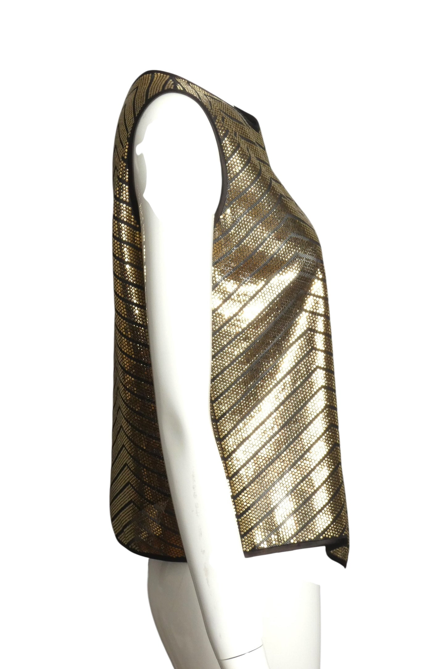PIERRE CARDIN- 2002 Metallic Gold Stud Top, Size 4