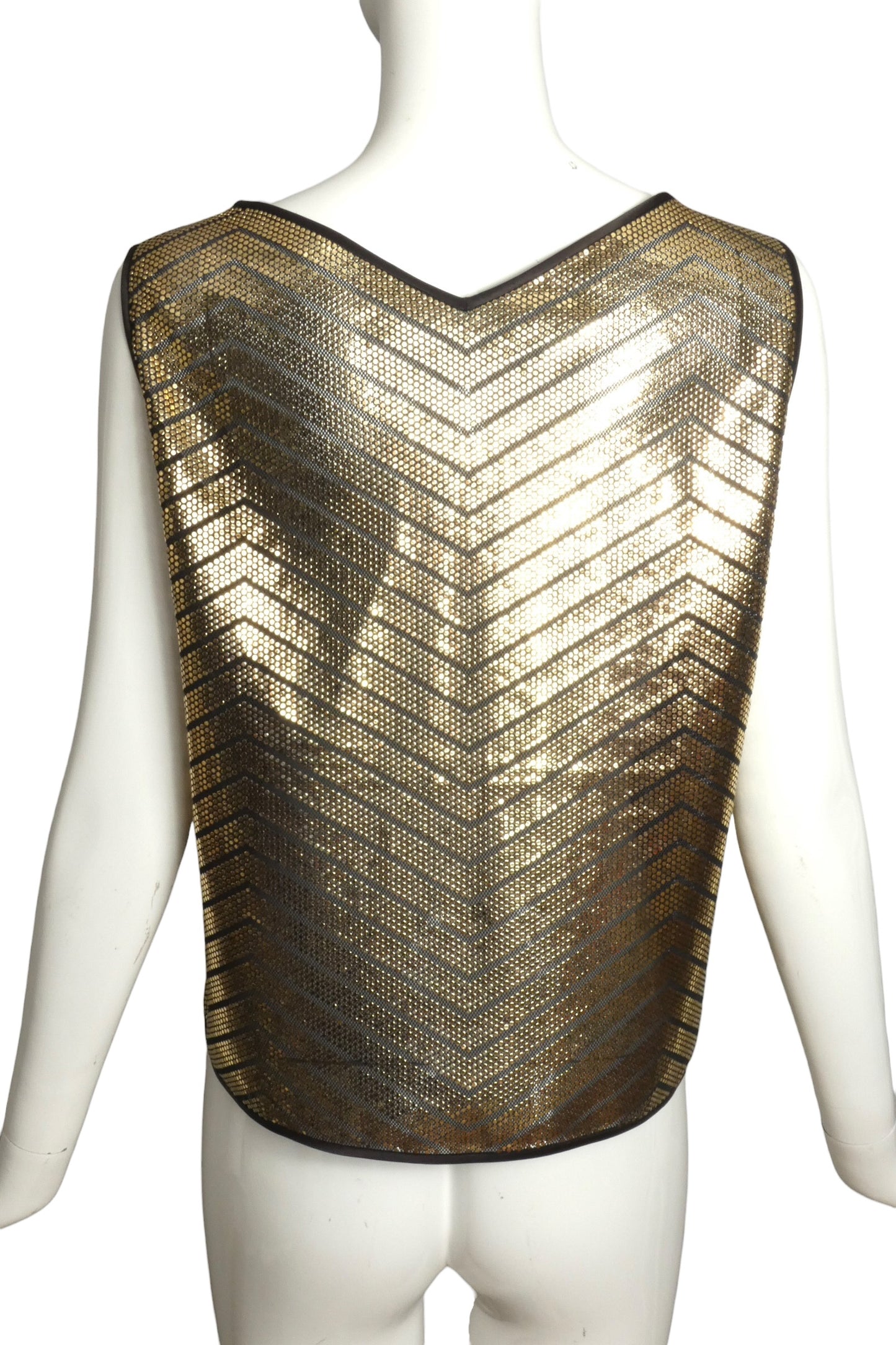 PIERRE CARDIN- 2002 Metallic Gold Stud Top, Size 4