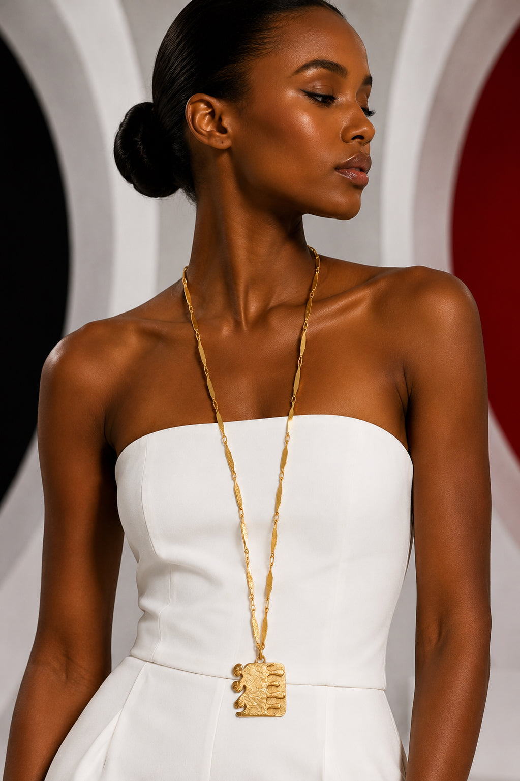 PIERRE CARDIN - 1995 Gold Tone Metal Pendant Necklace
