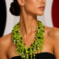 PIERRE CARDIN - 1995 Green Glass Bead Necklace