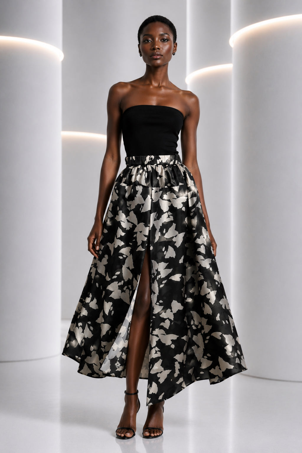 PIERRE CARDIN - 1990s Black & White Organza Skirt, Size-8
