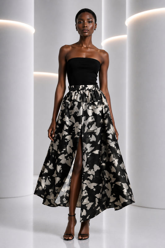 PIERRE CARDIN - 1990s Black & White Organza Skirt, Size-8