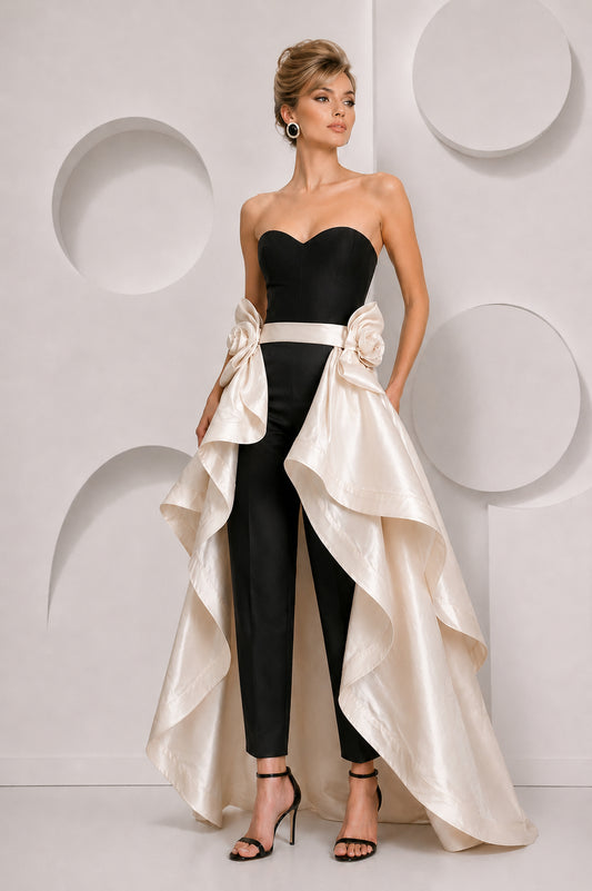 PIERRE CARDIN- 2005 Ivory Silk Taffeta Overskirt, Size-6